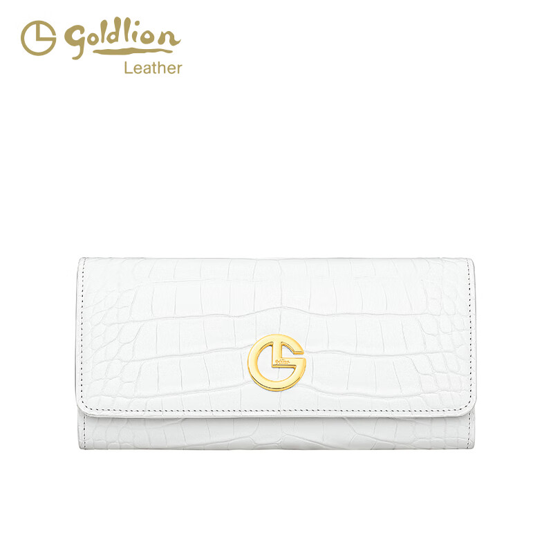 Goldlion women's bag 2025 hot fashion crocodile pattern wallet long women's handbag simple temperament women's wallet black