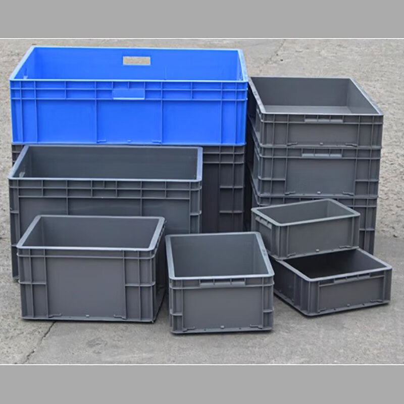 Mingfeng Tenglong EU box gray plastic turnover box tool storage storage and transportation rectangular large covered aquaculture turtle and fish logistics turnover box 4822# 800*400*230mm gray without lid Default without lid - not sold alone - if you need a matching box, please contact customer service Ready stock - brand new material