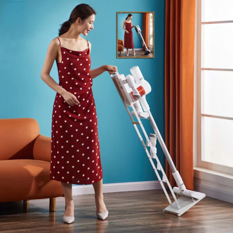 General Motors Xiaomi Vacuum Cleaner Rack Shunzao Midea Fashionable Stand No Punching Storage Hanger Weighted Safety Stable Universal Black 4-Layer