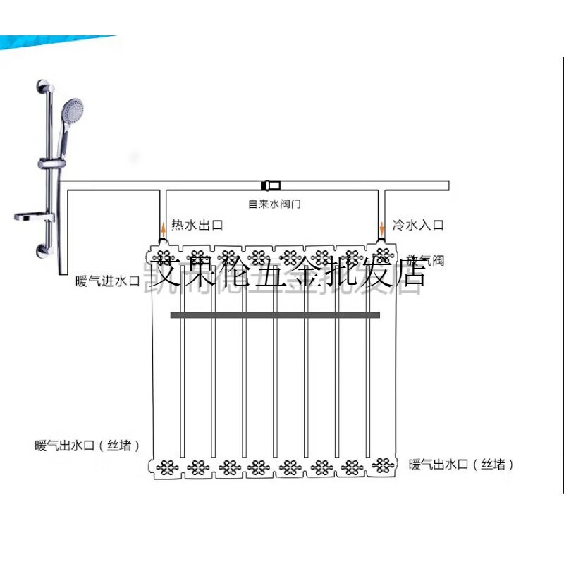 Radiator, household heat exchanger, bathroom floor heating, hot water exchanger for toilet, water storage type, over-water heating, instant heating type, 7063, instant heating type, total height/8 columns, can be used for bathing, 120mm