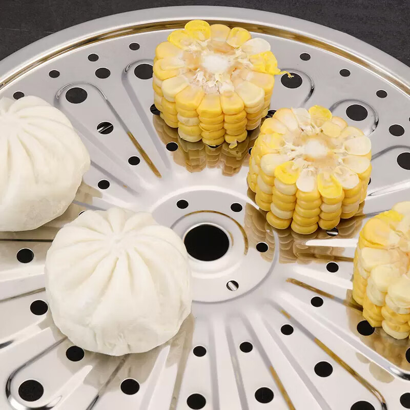 Stainless steel steaming sheet, steaming plate, steaming rack, steamer, steamer sheet, steamed bun pad, wok compartment, steaming grid, steamer, steaming grate 28cm (steamer cloth included)
