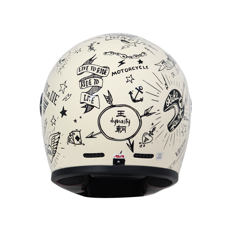 AVA Dynasty Retro Helmet Universal Men's and Women's Motorcycle Full Helmet Motorcycle Cruiser Spring and Summer Half Helmet Graffiti Must-Enter Post Pictures and Consult Customer Service XL