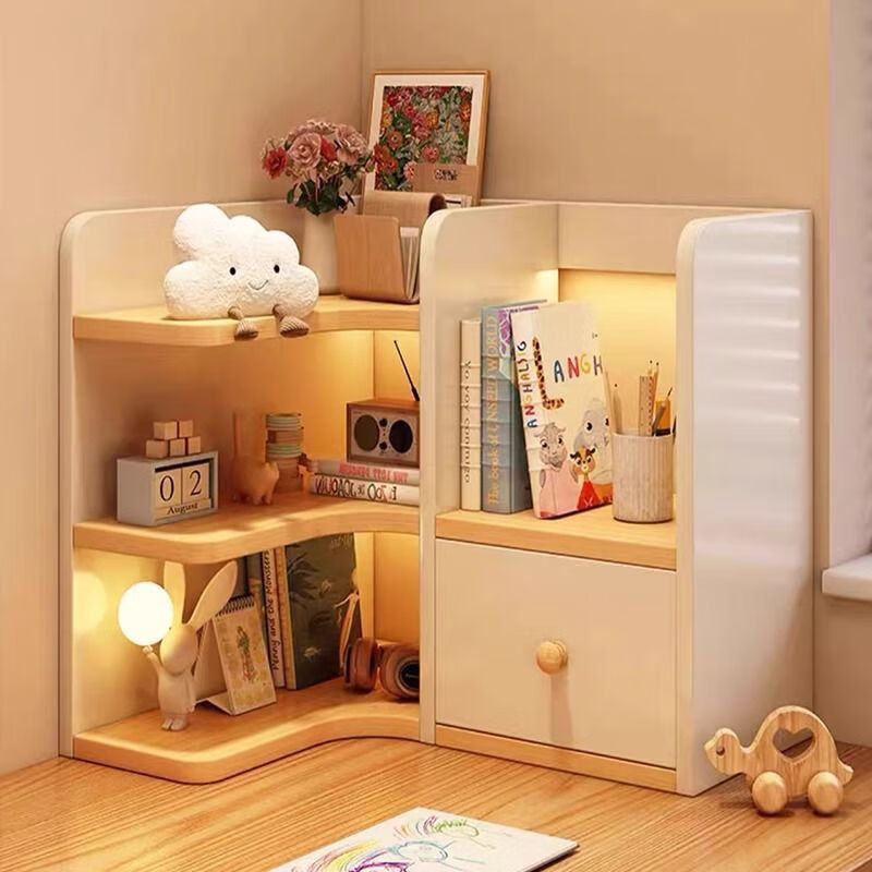 Banyu Yaju Desktop Corner Bookshelf Desktop Storage Rack Dormitory Makeup Locker Work Station Storage Cabinet Bookcase Desk Corner Cabinet Selected Solid Wood Ecological Board Haze Cedar Wood 50