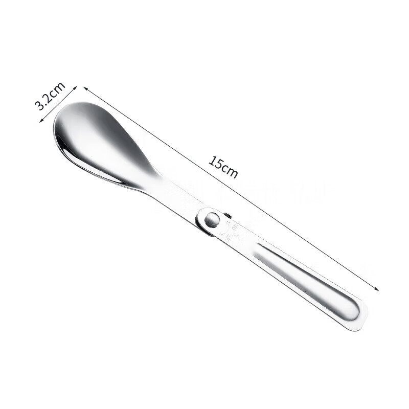 Qianyi outdoor travel portable tableware folding fork, spoon, spoon, telescopic portable storage box for travel, thickened two-fold spoon, long spoon, no storage box 1 piece