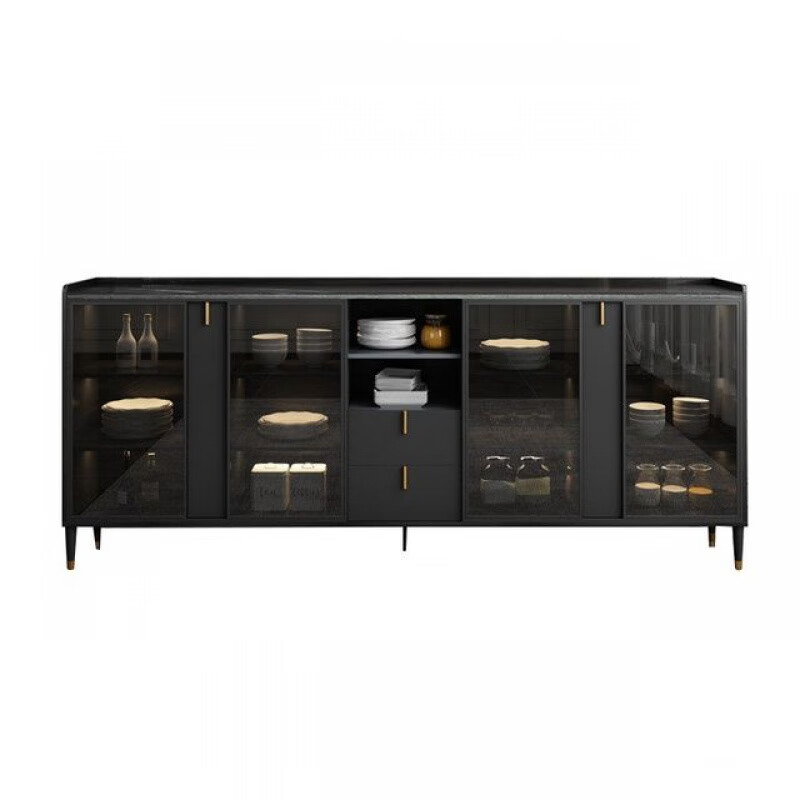 Sideboard Italian simple all-in-one light luxury wine cabinet wall-mounted home living room multi-functional storage Nordic tea 1.2 long solid wood sideboard wood surface without slate