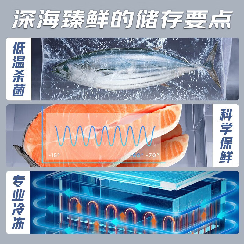 Midea 301 liters ultra-low temperature - 60 degrees freezer home commercial large-capacity cryogenic quick-freezing refrigerator seafood cell-level freezer precious seafood tuna 201 liters ultra-low temperature minus 70 degrees DW-65W201