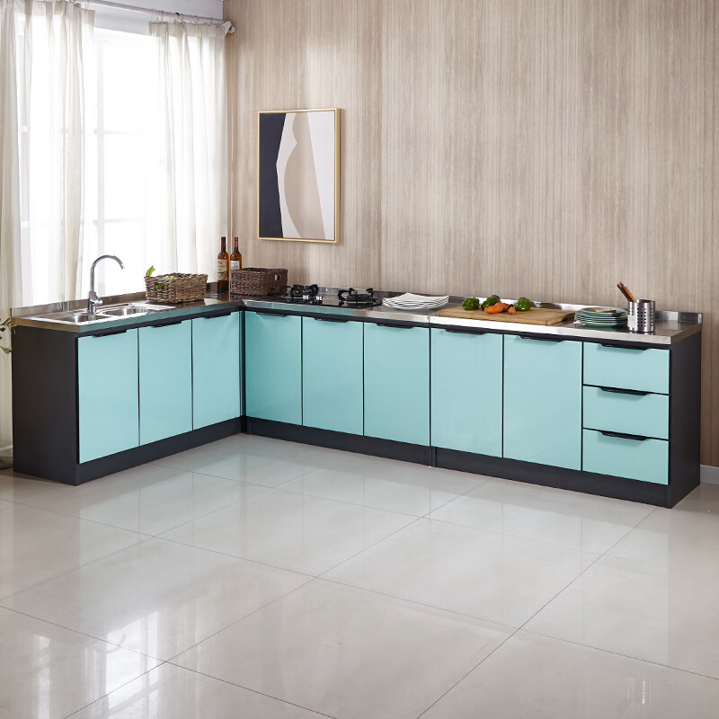 Renjuyi space aluminum cabinet simple all-steel kitchen kitchen cabinet household stove integrated rental cupboard assembly integrated cabinet 1.6 meters flat