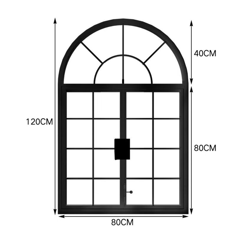 Vinoa French iron retro casement window restaurant cafe arched floor-to-ceiling window indoor study attic window customization width 80 height 120 with glass