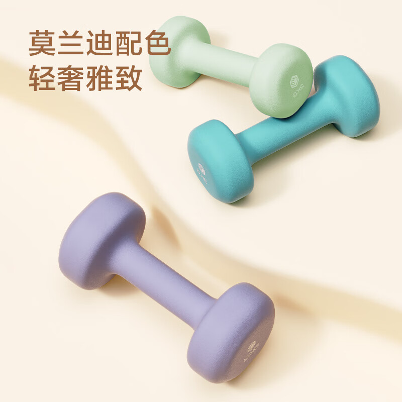 Made in Tokyo, colored plastic-impregnated dumbbells, small dumbbells for men, women, and children, pure iron fitness equipment, 2KG, two packs
