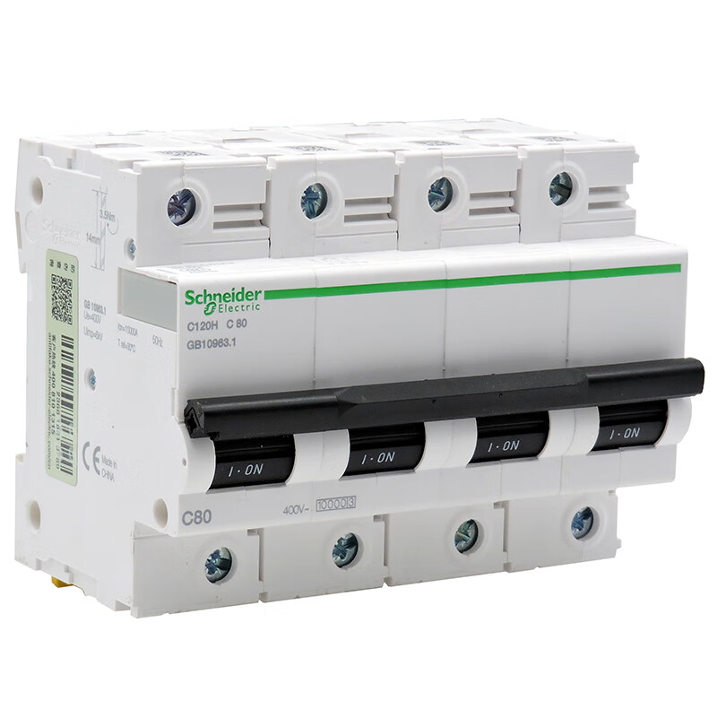 Schneider (Schneider) original Schneider Electric C120H three-phase 3P small circuit breaker C lighting D power 4P four-wire 1P single-pole air switch 2P short-circuit air switch 125A small large current 125A 4P 10KA C type lighting type