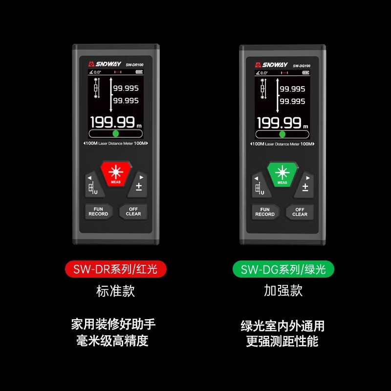 Shendawei two-way laser range finder high-precision outdoor electronic ruler measurer multi-functional room measuring instrument HD green light DG60 two-way laser green light model 120 meters