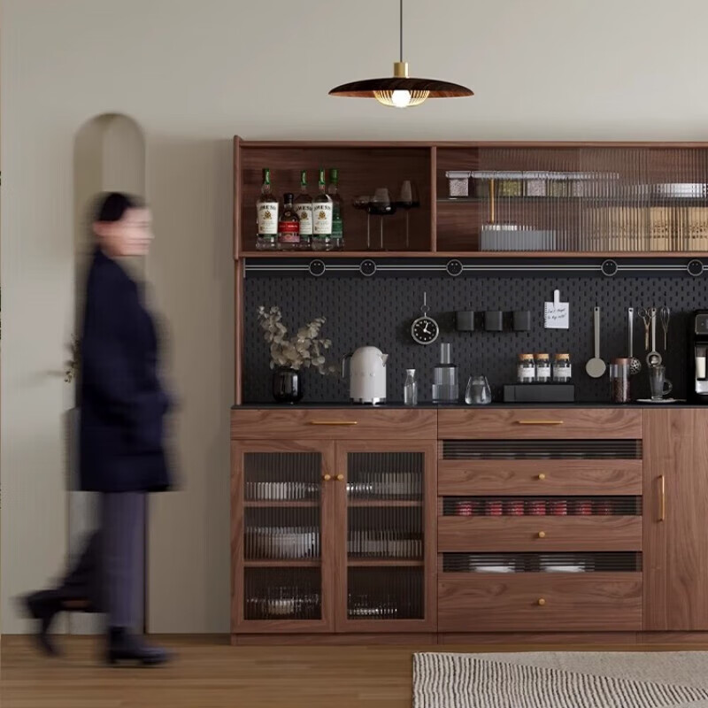 Pantuo solid wood sideboard slate multifunctional coffee cabinet living room wine cabinet storage Japanese black walnut tea cabinet cabinet North American black walnut C cabinet