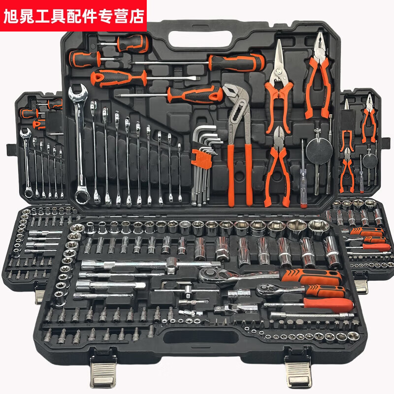 Shantou Lincun auto repair tool set sleeve car repair tool set wrench ratchet repair combination car repair multi-functional tool box 150 pieces 72 teeth flagship black worn out replacement
