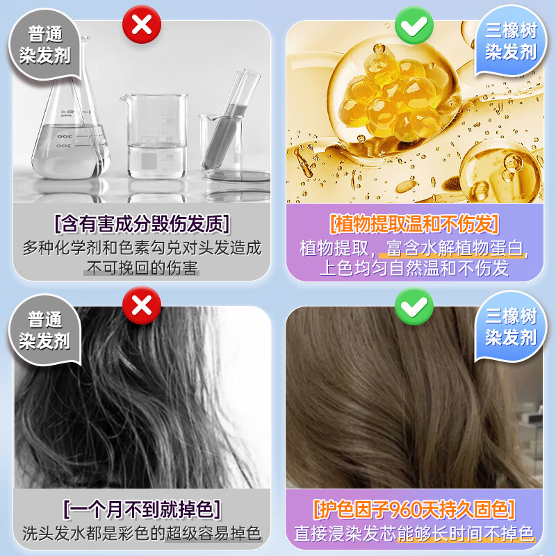 Three Oaks Hair Dye Herbal Herbal Hair Dye Covers Gray Hair. Imported Hair Dye Cream 3N Dark Chestnut 135mL can be used.