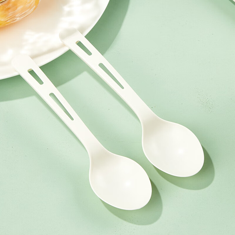 Youao disposable spoons, 50 individually packed corn starch spoons, food-grade high temperature resistant take-out dessert packaging spoons