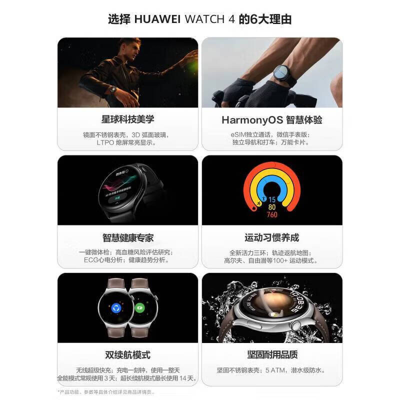 Huawei Valentine's Day gift Huawei watch4 original smart watch multi-functional blood glucose and blood oxygen detection sports independent call g3pro Bluetooth esim card call for men and women Watch4 Magic Moon Black + Extraordinary Master Titanium Watchband