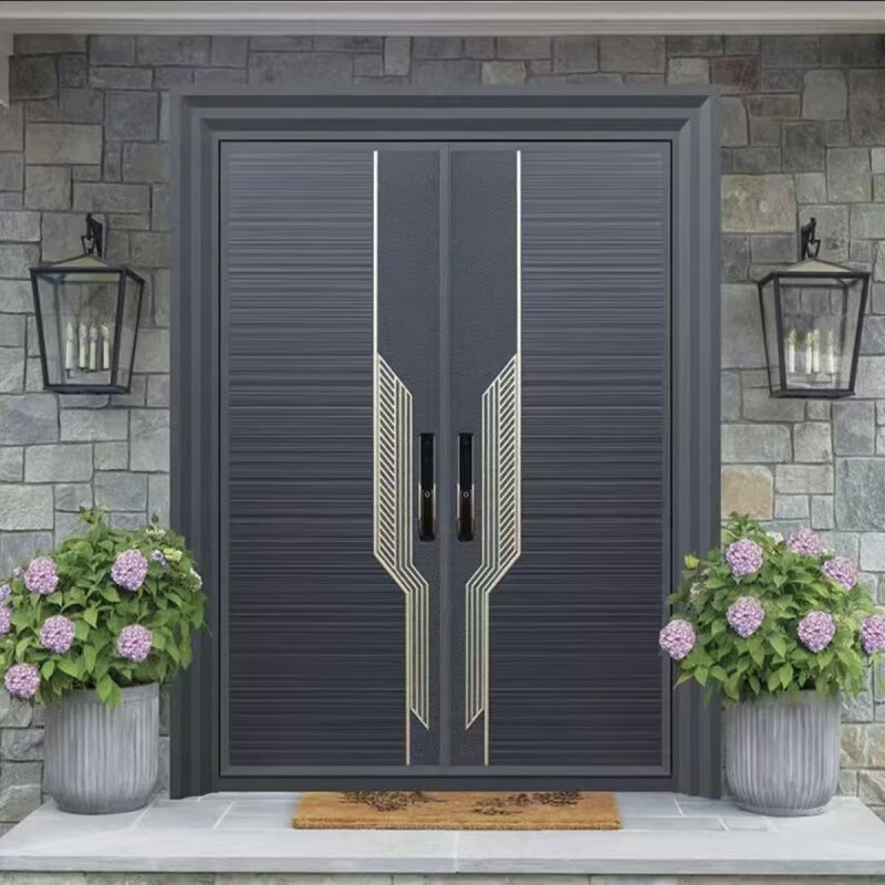 Vinoa Chinese villa door double door double door ready-made double door new courtyard door fluorocarbon paint No. 1 sea stone blue
