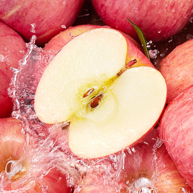 Sweet and drunk Yantai Apple Qixia Red Fuji fresh fruit fresh Shandong specialty crispy sweet whole box flat fruit gift box gift Red Fuji net weight 4.5 catties 75-80mm