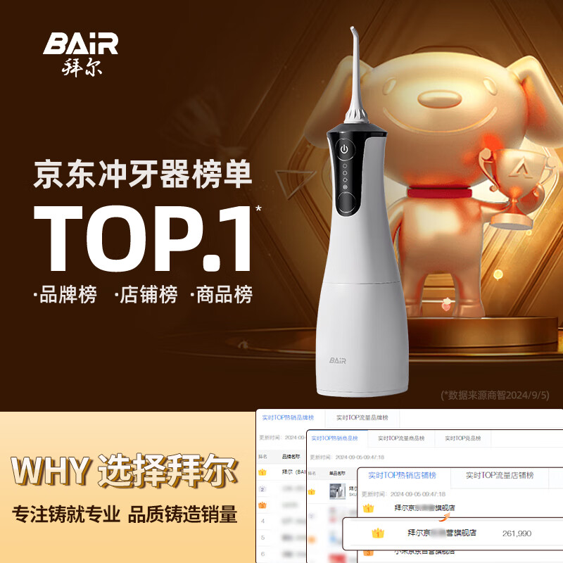 Bayer M4 professional dental flosser, handheld water flosser, household electric sonic removal, ultra-orthodontic special tooth cleaning and scaling tool, gift for girlfriend and boyfriend