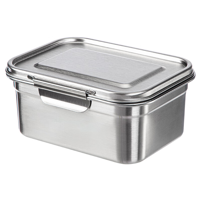 Shuangshan 304 stainless steel crisper household food storage box old-fashioned lunch box lunch box sealed box for refrigerator 1600ml (length 19.3 width 15 height 8.8cm) single package