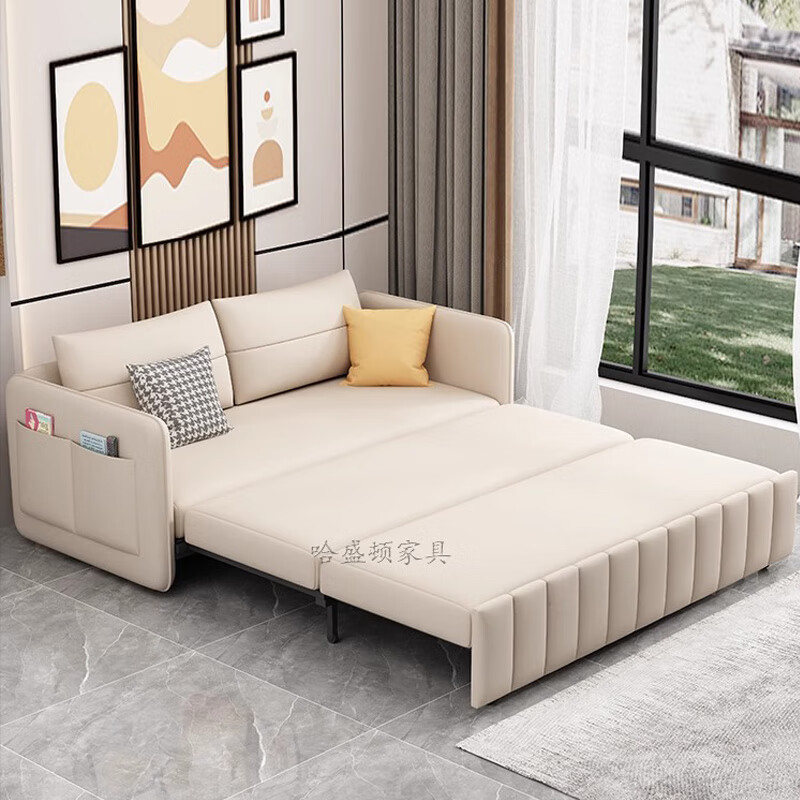 Washington Sofa Cat Scratch Cloth Folding Dual-Purpose Multi-Function All-in-one Push-pull 1.5m 2m Balcony Internet Celebrity Style Living Room Sofa Bed 1.2m 2CM Latex + 7CM Sponge Model No Storage