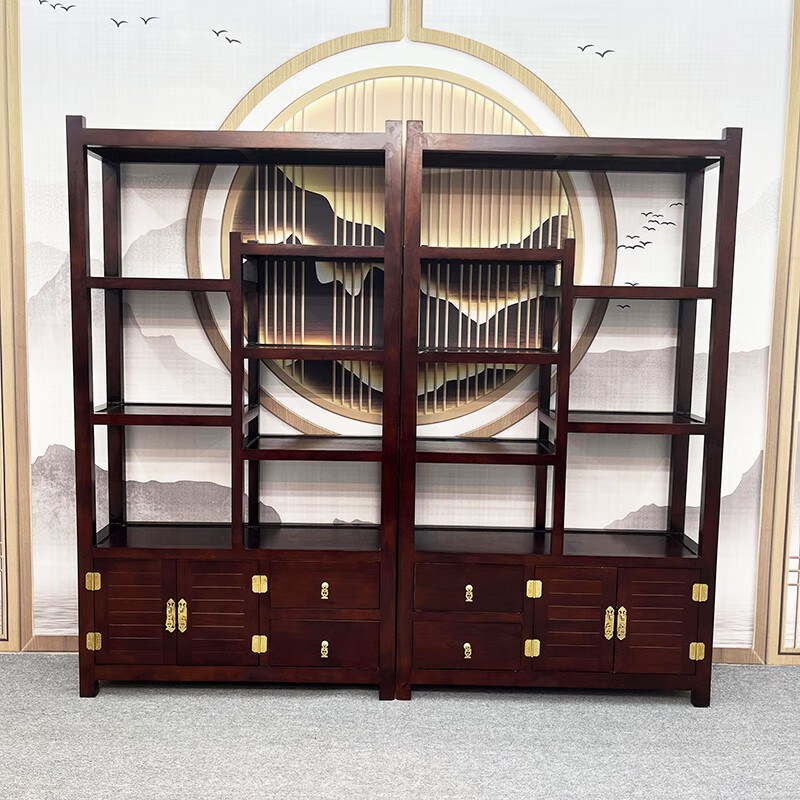 Old ship wood Bogu rack Chinese style solid wood wine cabinet tea rack multi-functional partition floor-standing storage rack display cabinet bookshelf 1.1 meter long Bogu rack 1