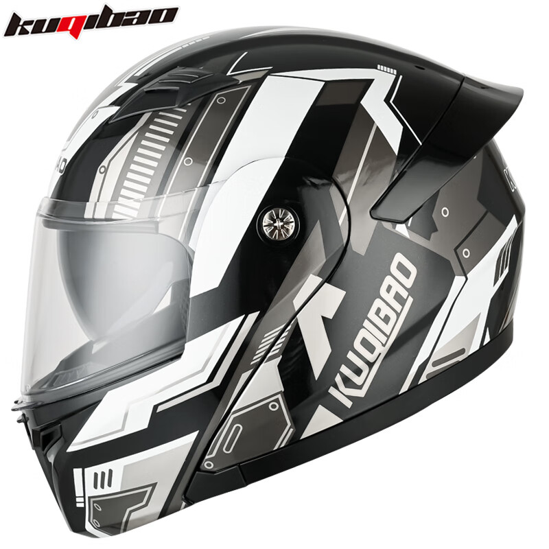 Coolqibao anti-fog dual-lens face-up helmet motorcycle Bluetooth helmet motorcycle full-cover helmet men and women long battery life mechanical gray flower (without Bluetooth) XXL