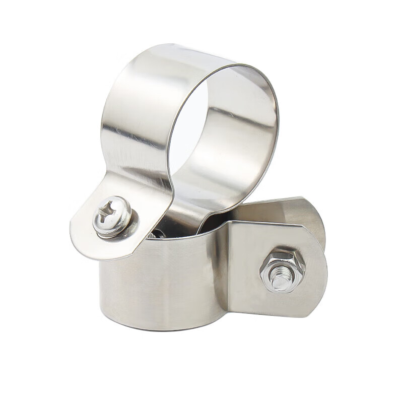Jinchao 304 stainless steel pipe clamp round pipe fixed buckle clamp steel pipe riding clamp hoop connecting line grounding card 25mm (5 sets)