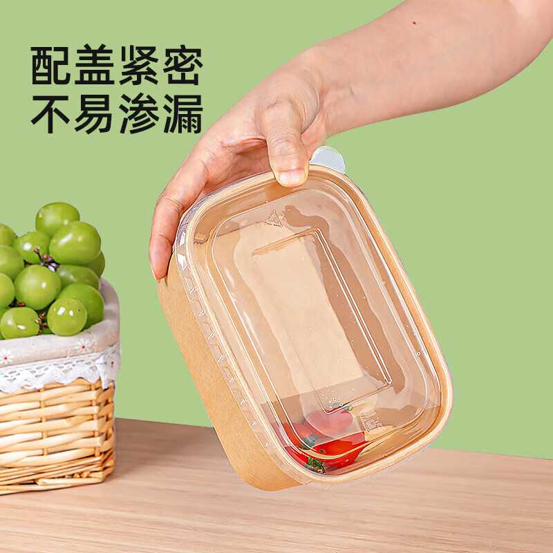 Temeiju disposable lunch box paper bowl lunch box with lid tableware packed picnic thickened lunch rice bowl camping 750 type * 10 sets