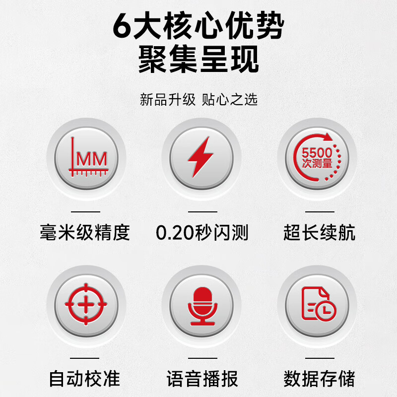 Delixi electrical distance meter infrared laser ruler millimeter high-precision electronic ruler handheld outdoor household 120-meter room measuring instrument lithium battery/voice broadcast free tape measure 70 meters