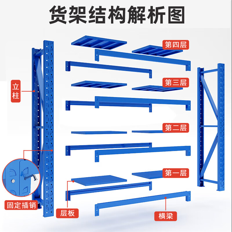 Xingyun shelf storage warehouse cargo rack medium-sized 2000*600*2000 storage rack warehouse storage rack equipment display rack iron frame white main rack four layers