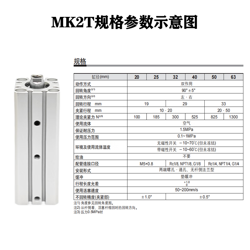 SMC rotary downward clamping MK2TG cylinder MK2TB20/25/32/40/50/63-10-20-50R L MK2TB63-20L