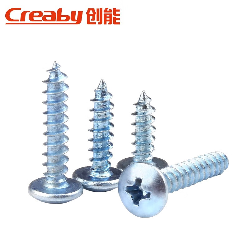 Creaby hard-plated galvanized cross large flat head self-tapping screws large head self-tapping screws TA mushroom head and tail screws M4x14 (100 pieces) blue zinc