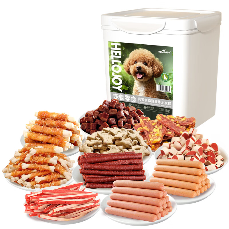 HELLOJOY dog snacks two kilograms barrel molar teeth relief bite-resistant chicken cowhide roll pet snacks mixed flavors 1KG