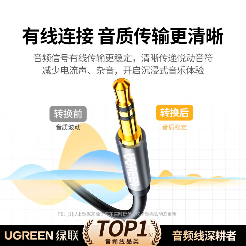 Greenlink AUX audio cable 3.5mm male to male car audio connection cable laptop mobile phone headset headset audio box car conversion pair recording cable 3 meters 10736