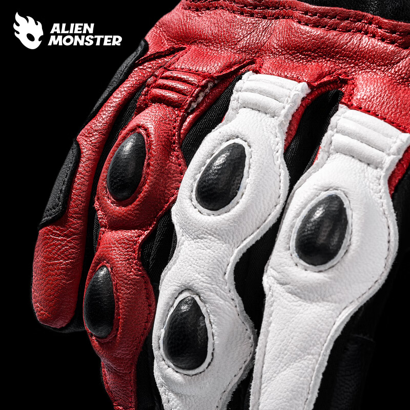 Alien Monster Winter Motorcycle Gloves Waterproof Warm Genuine Leather Touch Screen Yufeng-Red Winter Model 2XL