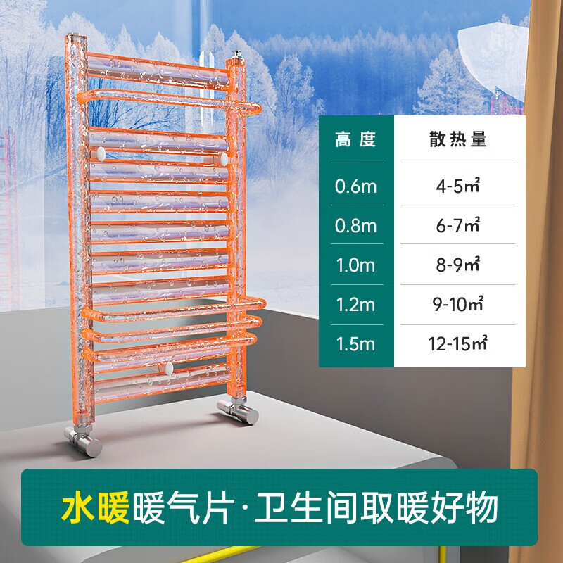 Huayu small basket radiator bathroom home water heating self-heating wall-mounted steel heater three-ring storage rack steel classic radiator gray 6040 (installation not included