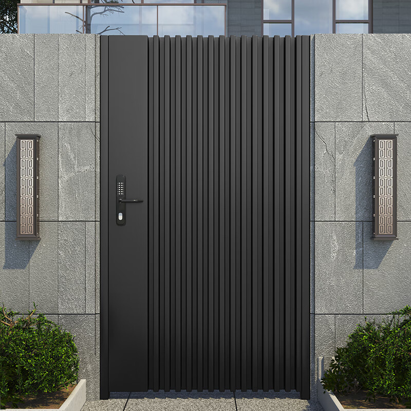 Qilicai aluminum alloy villa courtyard door wrought iron stainless steel fence electric single and double door outdoor yard garden door gate Contact customer service to see more styles