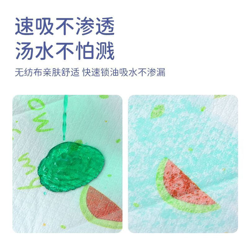 RSRDDY disposable placemats, baby table mats, waterproof, children, students, toddlers table mats, tablecloths, water-absorbent eating rectangle, value-for-money combination pack, 20 pieces of placemats + 20 pieces of bibs (little rabbit + elephant