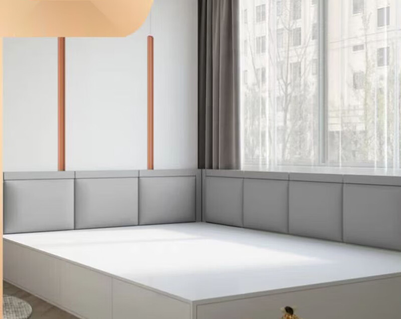 Shantou Lincun wall-mounted soft-packed bed side tatami enclosing Kang enclosing children's anti-collision enclosing seat cushion headboard background sticker self-adhesive style one gray one piece 0.1/square one piece do not take pictures Send samples