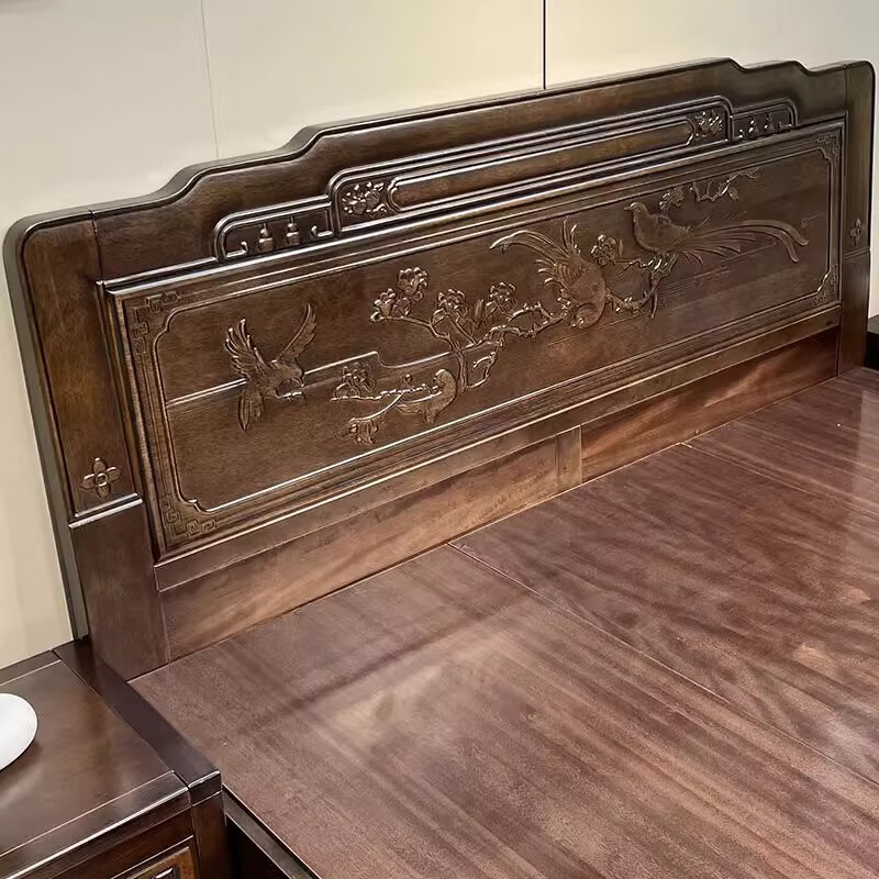 Longwei 12-hour delivery Foshan Chinese rosewood mortise and tenon solid wood bed master bedroom king bed 1.8 meters 2 meters double bed rosewood single bed upgraded thickened bed 1.8*2.0 meters frame style (full bed board + full mortise and tenon)