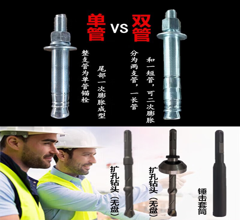 Zhuo Shikun rear bottom expansion mechanical anchor 8.8 expansion screw single and double tube rear cut heavy-duty anchor M10M12M16M20M24 M12X160mm double tube