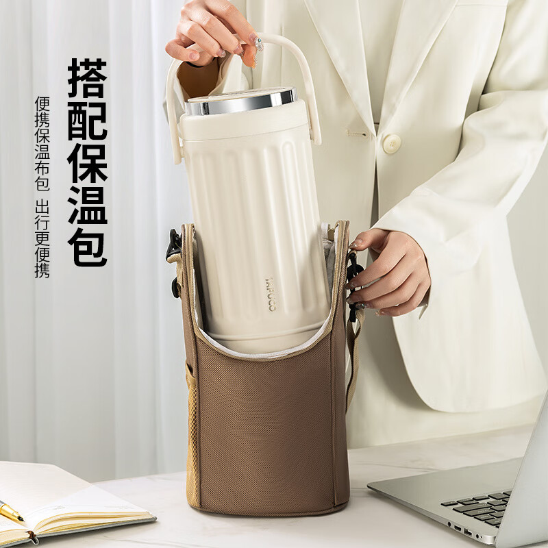 TAFUCO Insulated Lunch Box Lunchbox Multi-layer Large Capacity Extra Long Insulated Bucket for Girls to Work in Winter Portable 1.9L_Cream White Ioni 3-layer Insulated Lunch Box_T0250