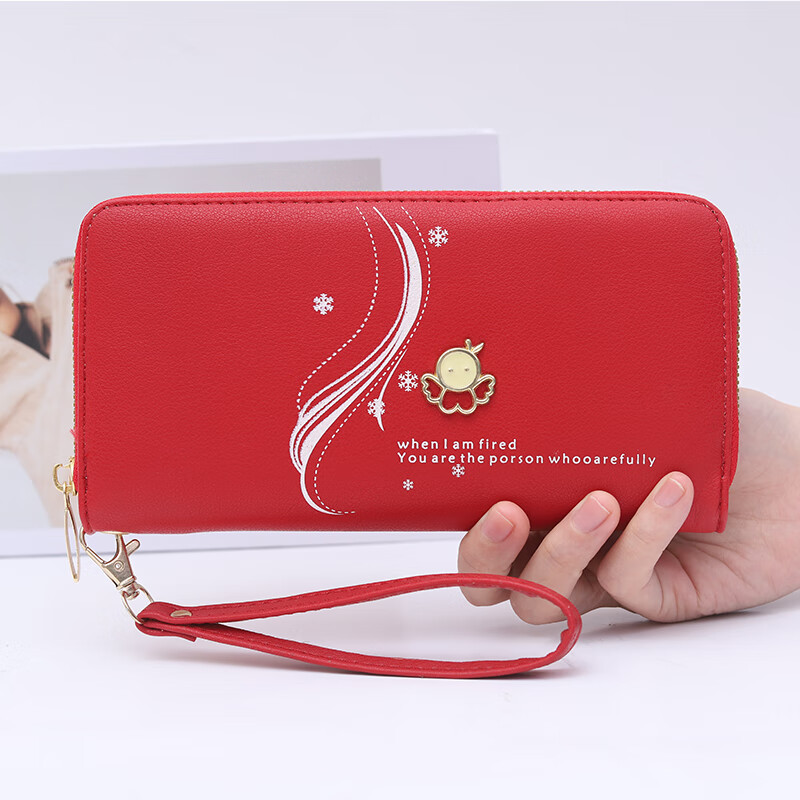 Kuqi Kangaroo Qixi Wallet Women's Long Simple Fashion Zipper Bag Can Hold Mobile Phone Clutch Mother Bag Large Capacity Wallet Brown Liuhua Wallet