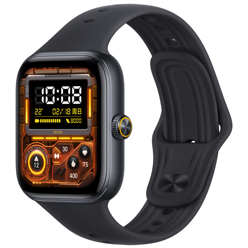 IQOO WATCH GT Smart Watch New Year's Annual Party Gift Leisure Sports Health Test Smart AI Ultra-Long Battery Life Vivo Watch Watch Bluetooth Version Chasing the Wind Black Soft Plastic