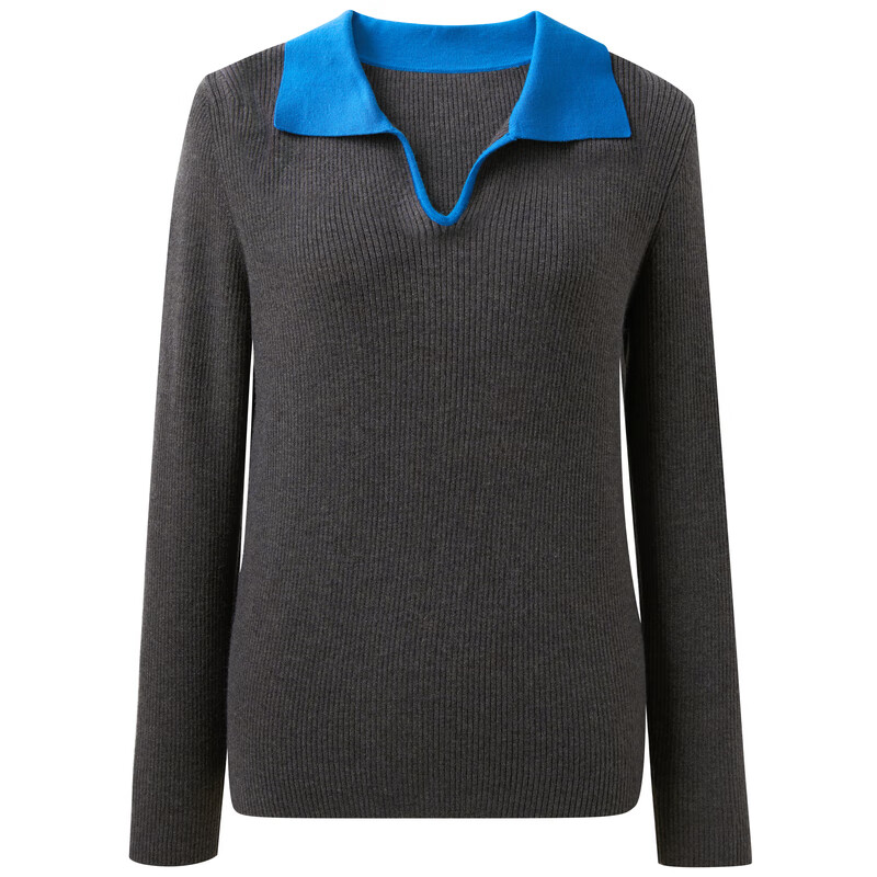 Three-color large size women's clothing 2025 winter new contrast color lapel sweater sweater pullover slimming fat MM