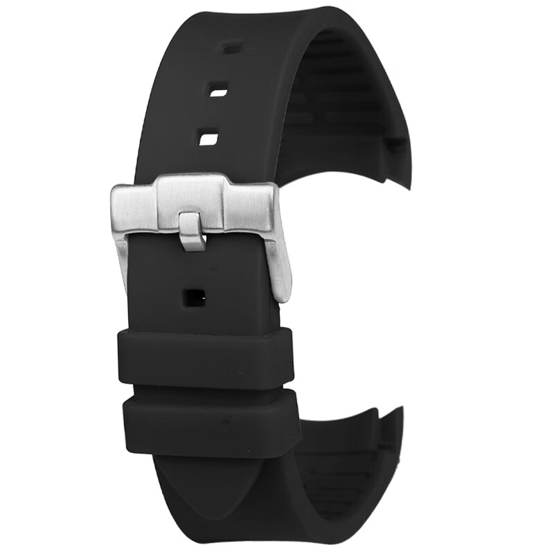 Old cobbler suitable for Citizen Eco-Drive series watch AT0700-53E curved mouth silicone watch strap men's strap accessories black-steel buckle 24mm
