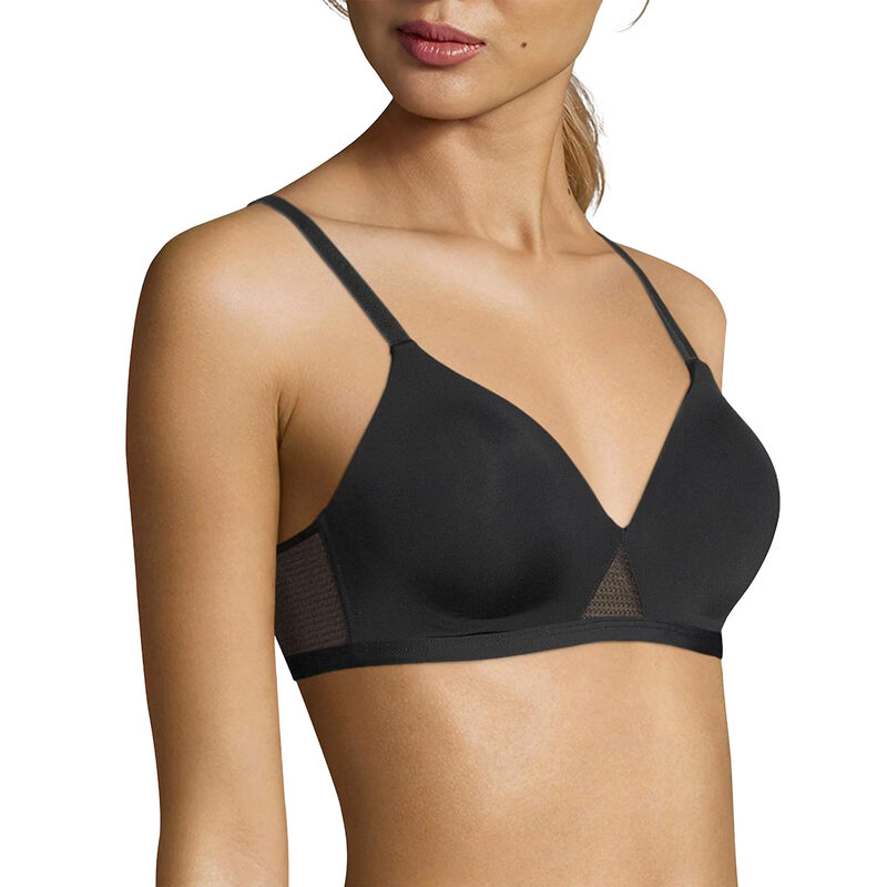 Hengshi HANES Hengshi Women's Oh So Light Wireless T-shirt Bra Comfort Foam Black/Nude X Large Size