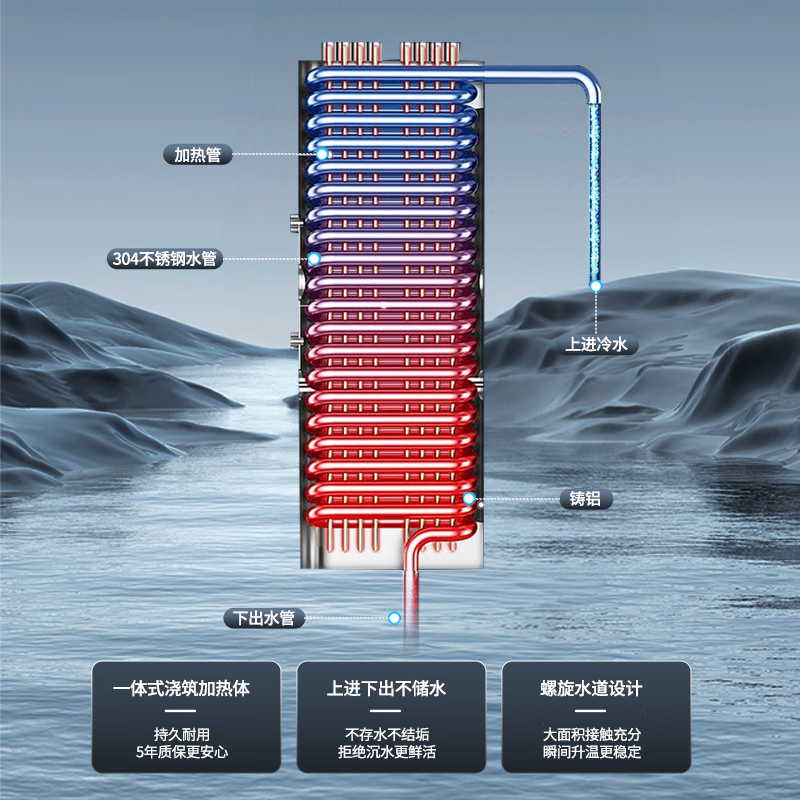 AUX instant electric water heater 7000W fast heating, stepless frequency conversion, constant temperature, energy saving, household multi-power adjustable shower, bath, no bladder, no water storage, door-to-door installation