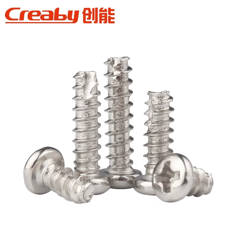 Creaby304 stainless steel cross round head cut tail self-tapping screw PT pan head flat tail slotted M4*6 50 pieces